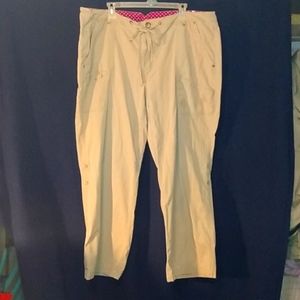 Women's Khaki Cargo Pants With Tie around Waist